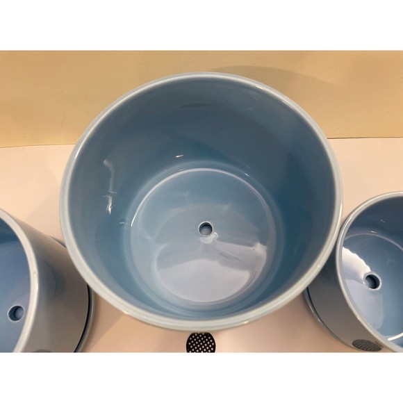 COPY - Ceramic Flower Succulent Planter Pots w/ Attached Saucer, Set of 3, Blue - Picture 6 of 10